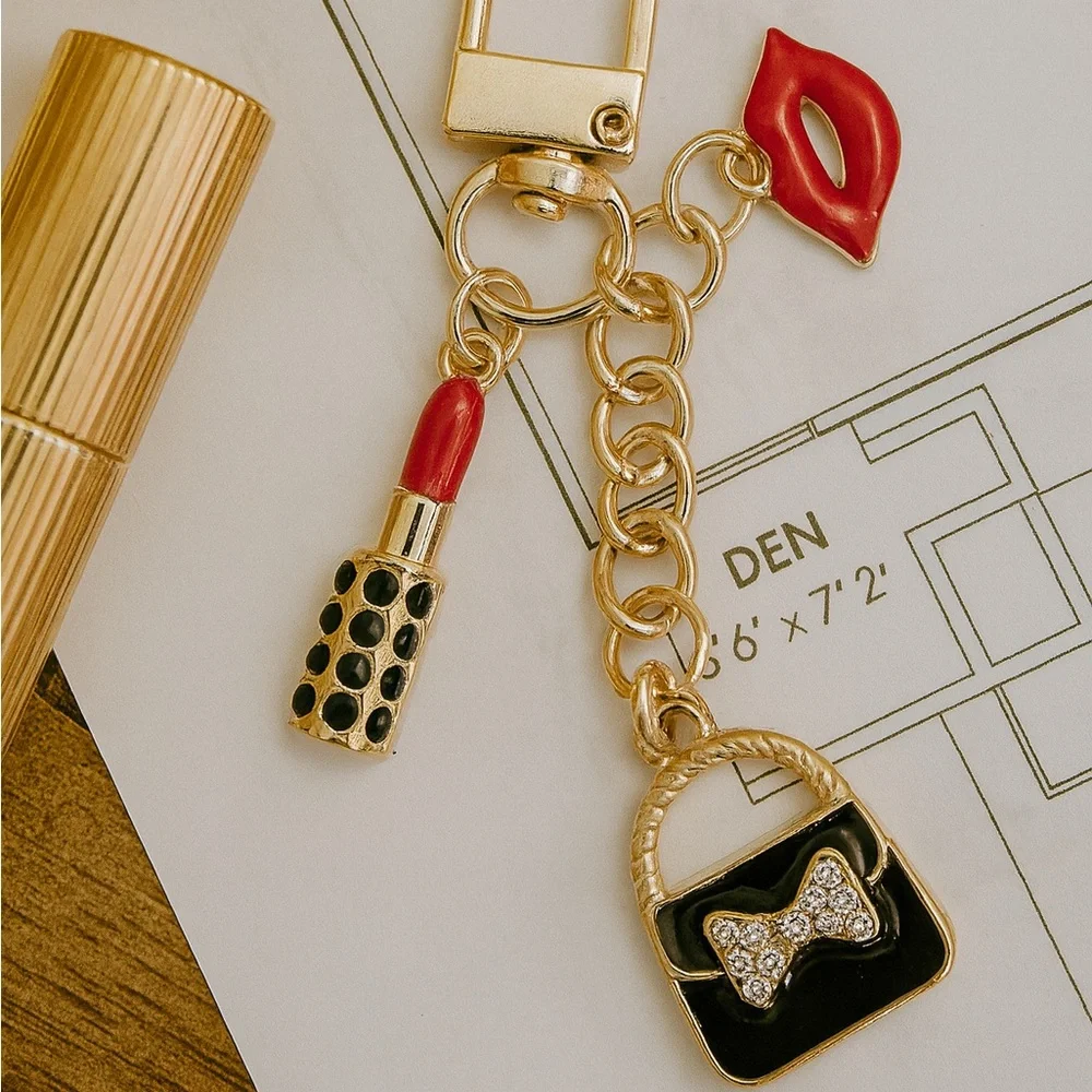 Gold and Black Charm Keychain